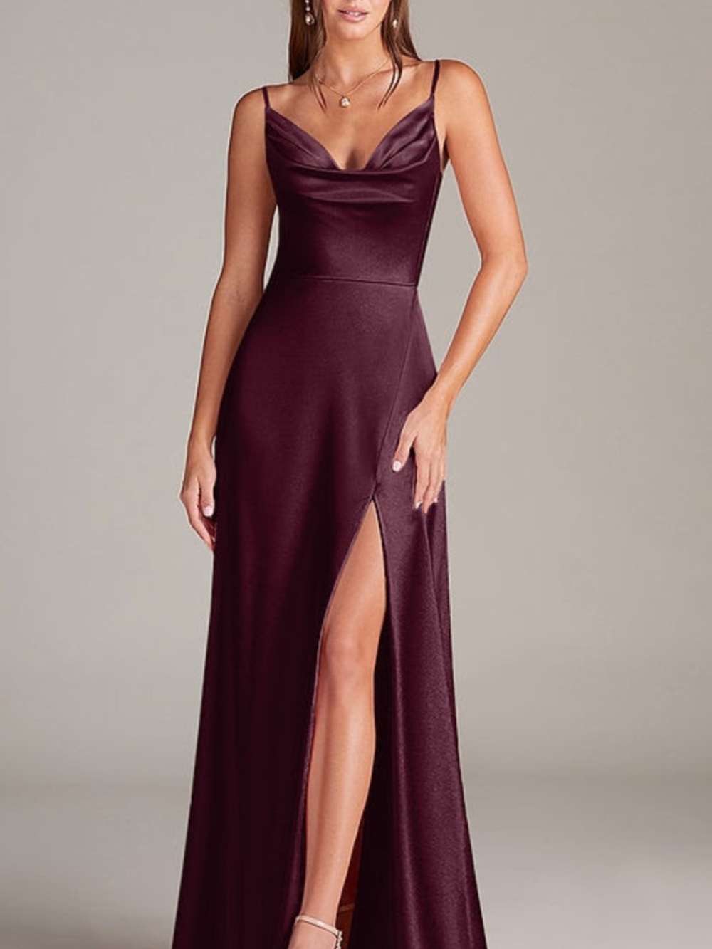 Azazie Sarella In Cabernet Metallic Satin